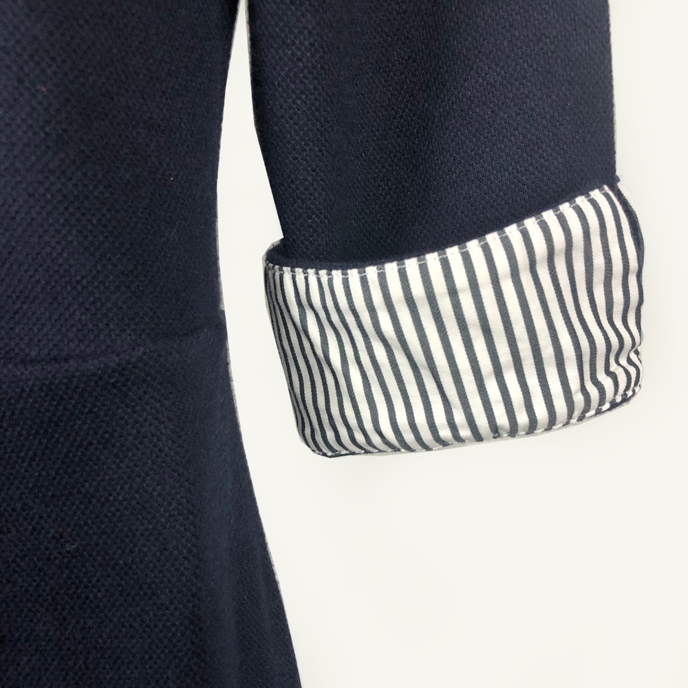 Black 3/4 Length Sleeve Dress with Striped Cuff an - Picture 3 of 4